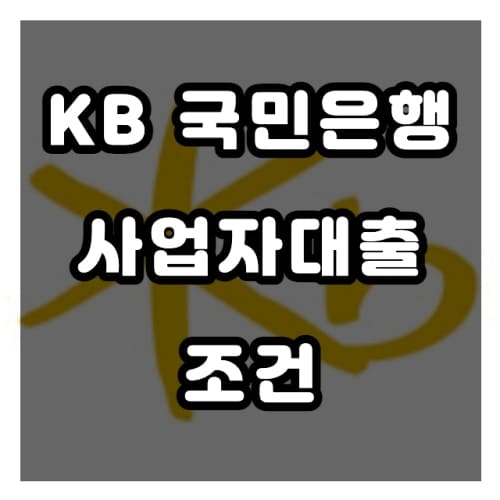 KB 국민은행 사업자대출 조건